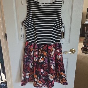 Taylor Black and White Striped Dress